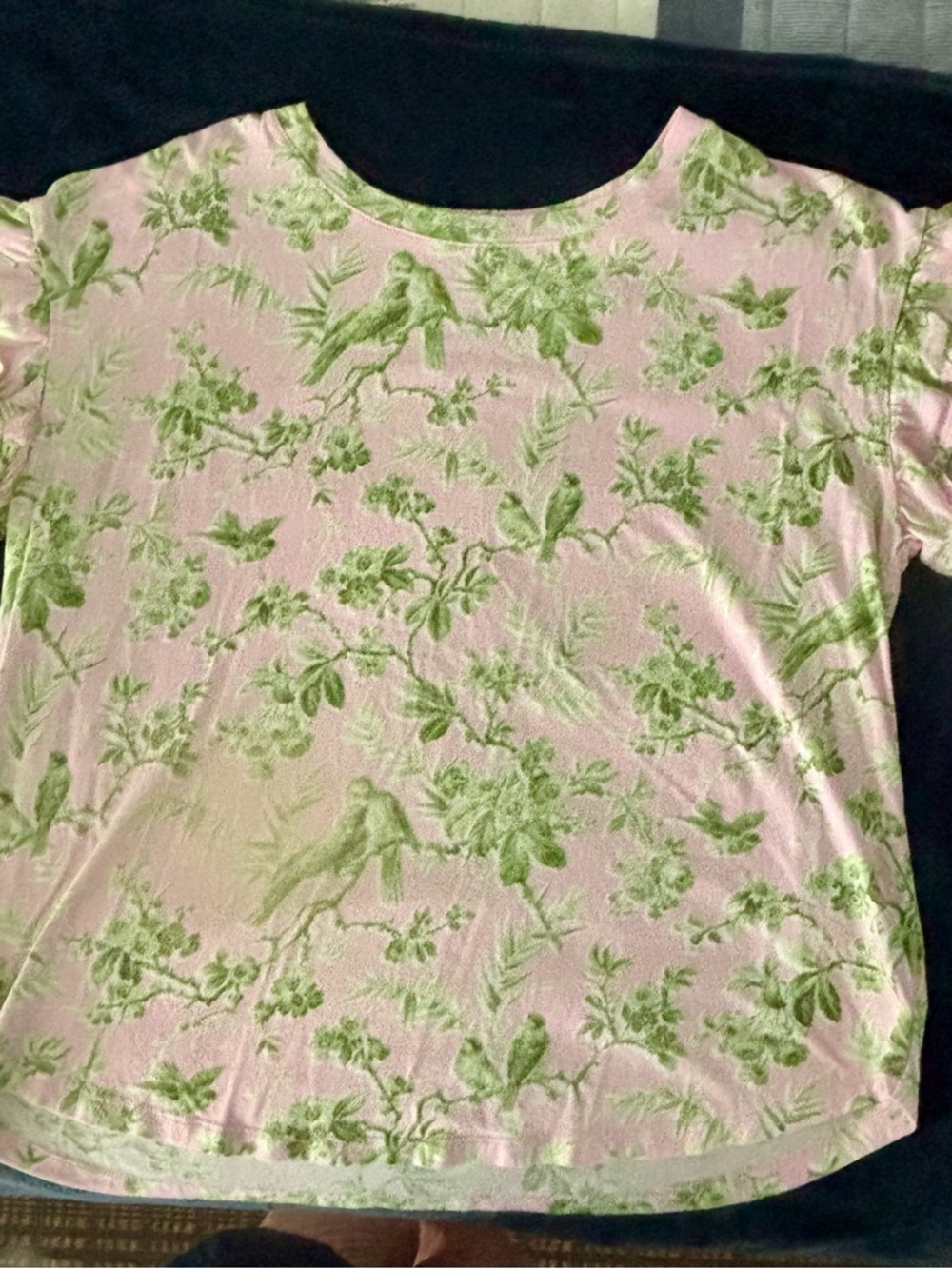 crown & ivy Pink Top with Green Botanical Print